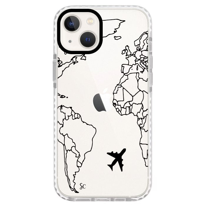 Case Celular Mapa Mundi Negro - iPhone