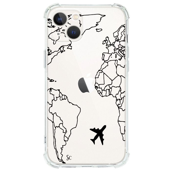 Case Celular Mapa Mundi Negro - iPhone