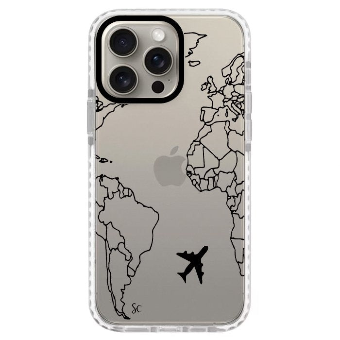 Case Celular Mapa Mundi Negro - iPhone