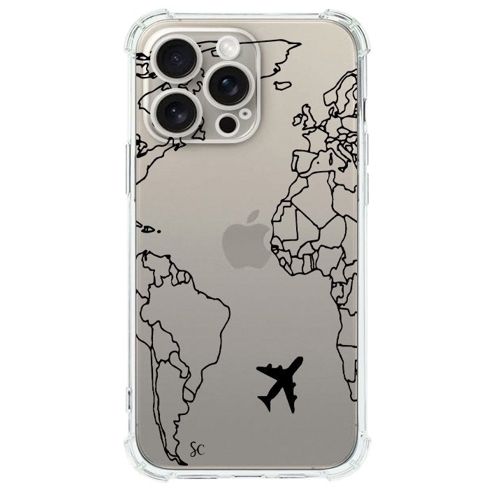 Case Celular Mapa Mundi Negro - iPhone