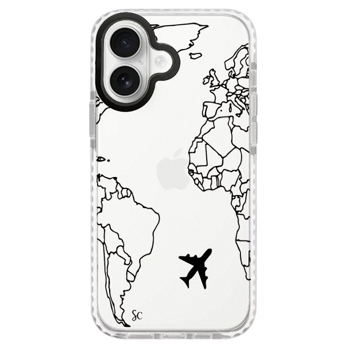 Case Celular Mapa Mundi Negro - iPhone