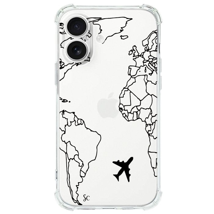 Case Celular Mapa Mundi Negro - iPhone