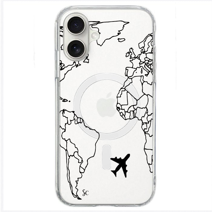 Case Celular Mapa Mundi Negro - iPhone