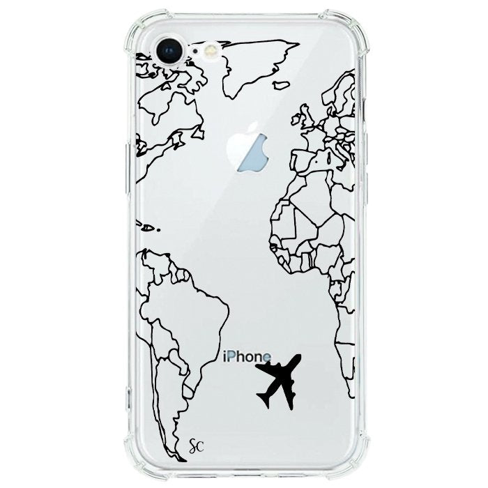 Case Celular Mapa Mundi Negro - iPhone