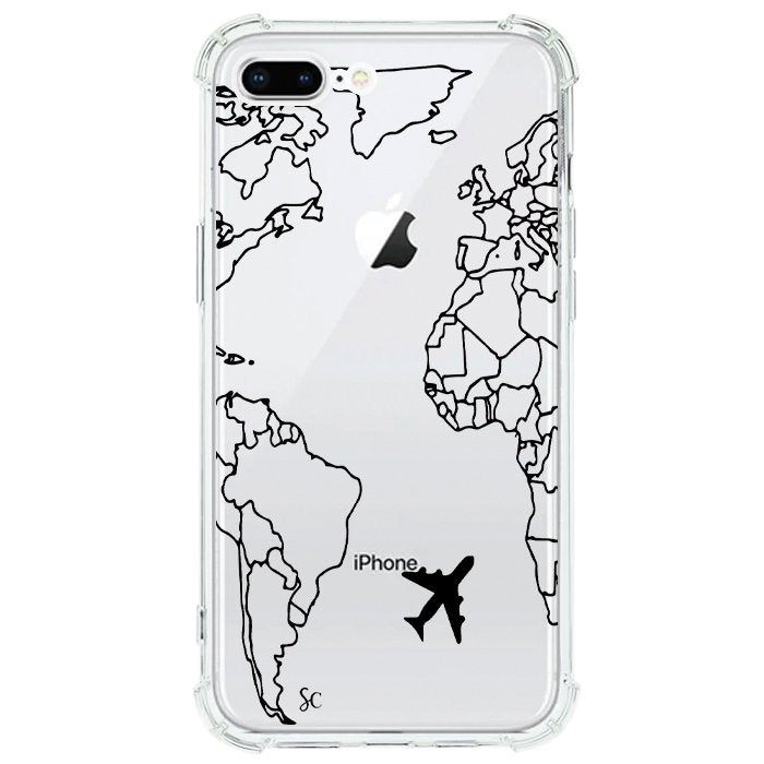 Case Celular Mapa Mundi Negro - iPhone