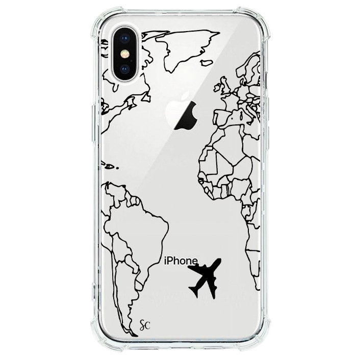 Case Celular Mapa Mundi Negro - iPhone