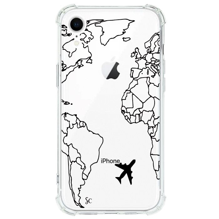 Case Celular Mapa Mundi Negro - iPhone