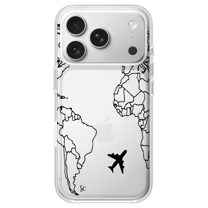 Case IPhone Mapa Mundi Negro