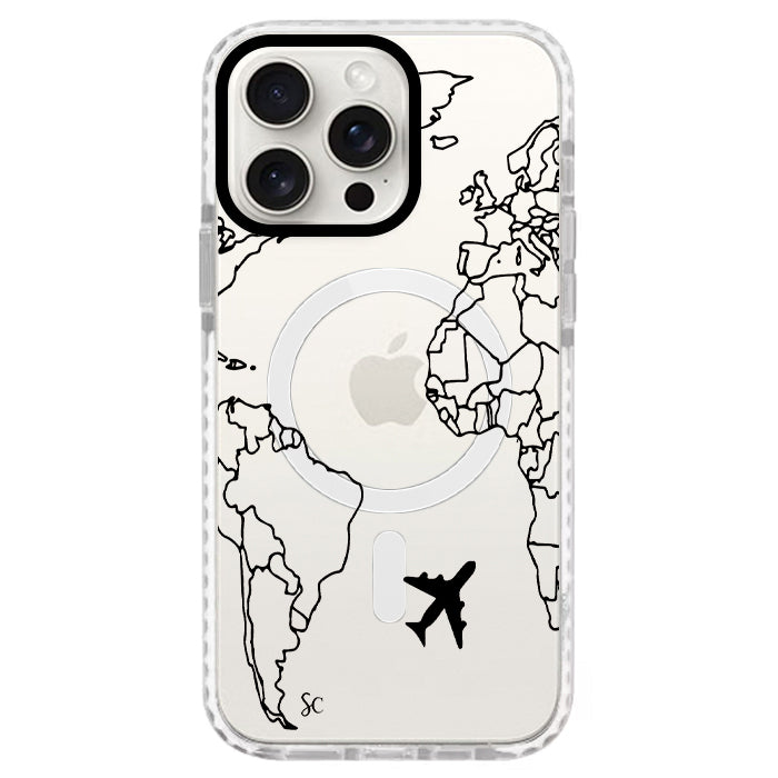 Case Celular Mapa Mundi Negro - iPhone
