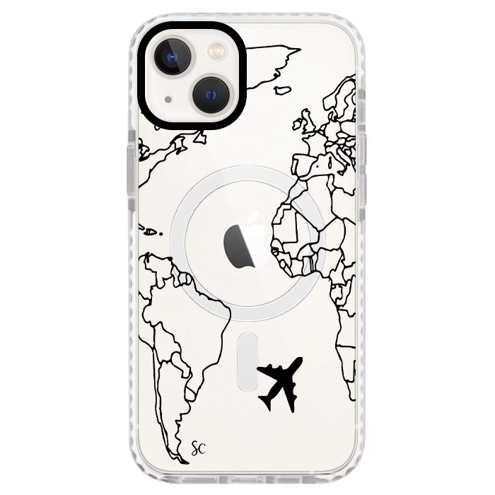 Case Celular Mapa Mundi Negro - iPhone