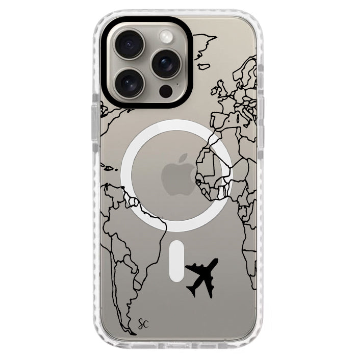 Case Celular Mapa Mundi Negro - iPhone