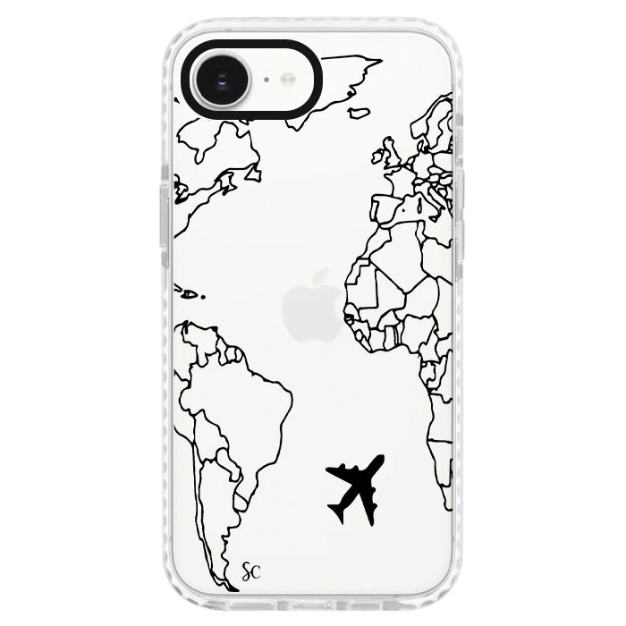 Case Celular Mapa Mundi Negro - iPhone