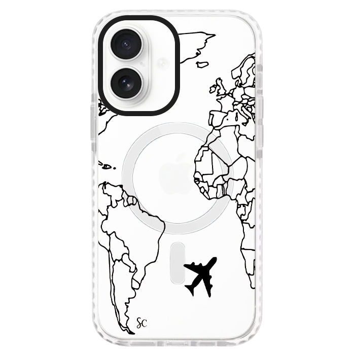 Case Celular Mapa Mundi Negro - iPhone
