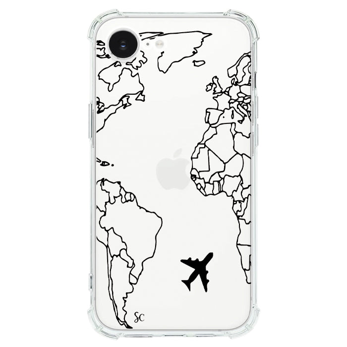 Case Celular Mapa Mundi Negro - iPhone