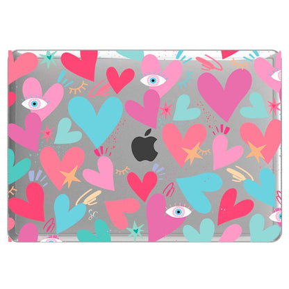 Case Macbook Transparente Corazones 2