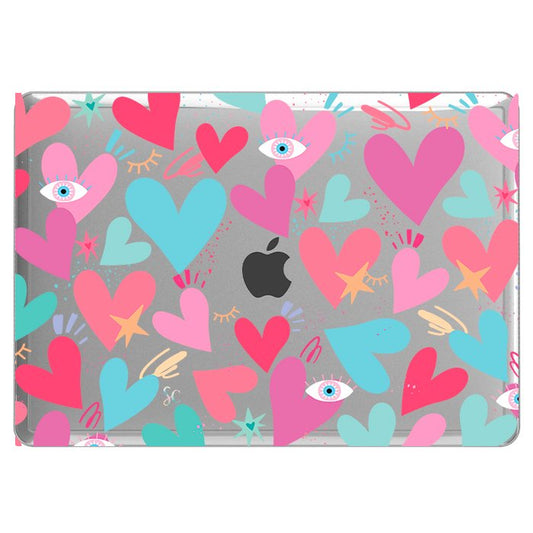 Case Macbook Transparente Corazones 2