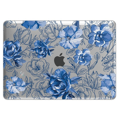 Case Macbook Transparente Flores Azules