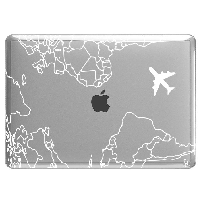Case Macbook Transparente  Mapa Mundi Blanco