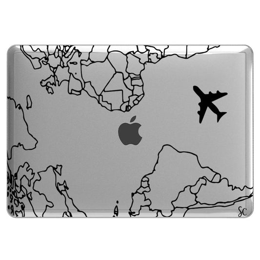Case Macbook Transparente Mapa Mundi Negro