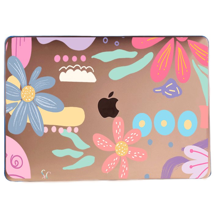 Case Macbook Transparente Margaritas Colores