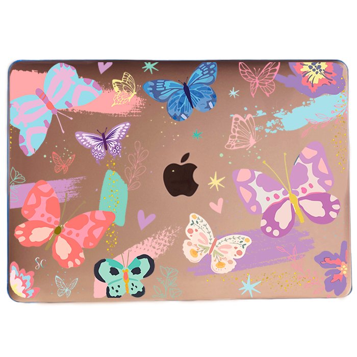Case Macbook Transparente Mariposas Colores