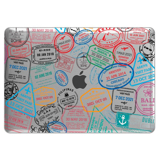 Case Macbook Transparente Sellos Pasaporte