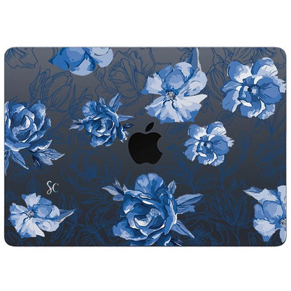 Case Macbook Transparente Flores Azules