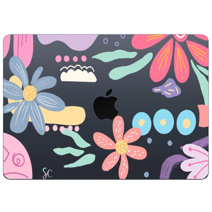 Case Macbook Transparente Margaritas Colores