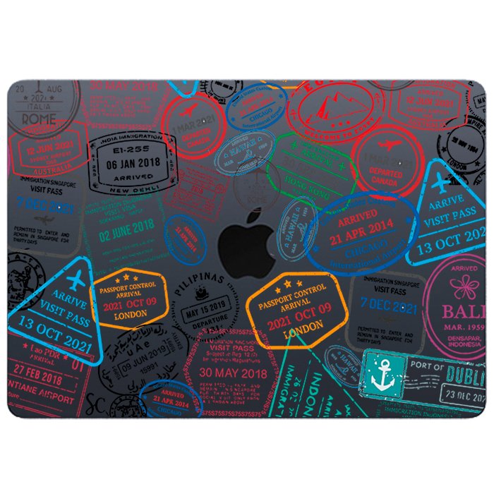Case Macbook Transparente Sellos Pasaporte