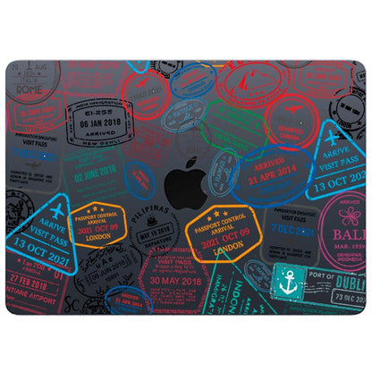 Case Macbook Transparente Sellos Pasaporte