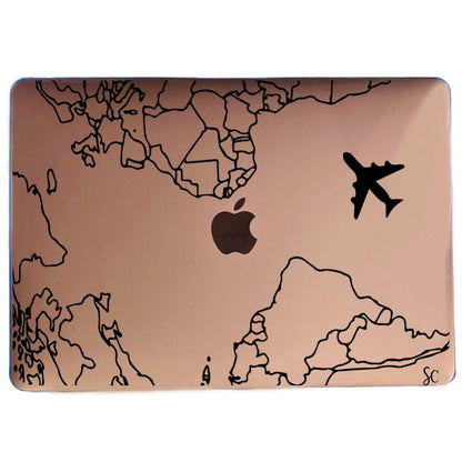 Case Macbook Transparente Mapa Mundi Negro