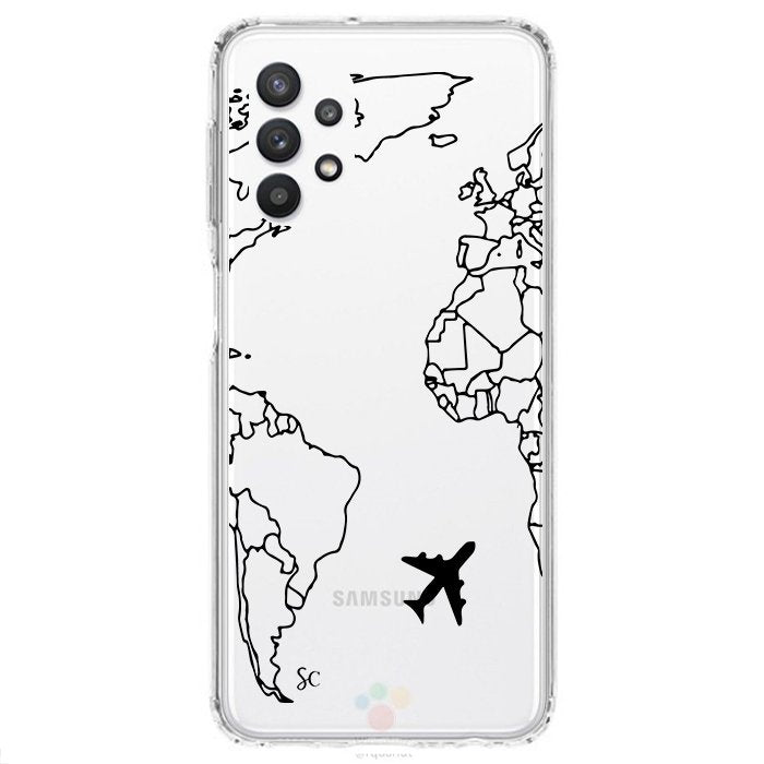 Case Celular Mapa Mundi Negro - Samsung
