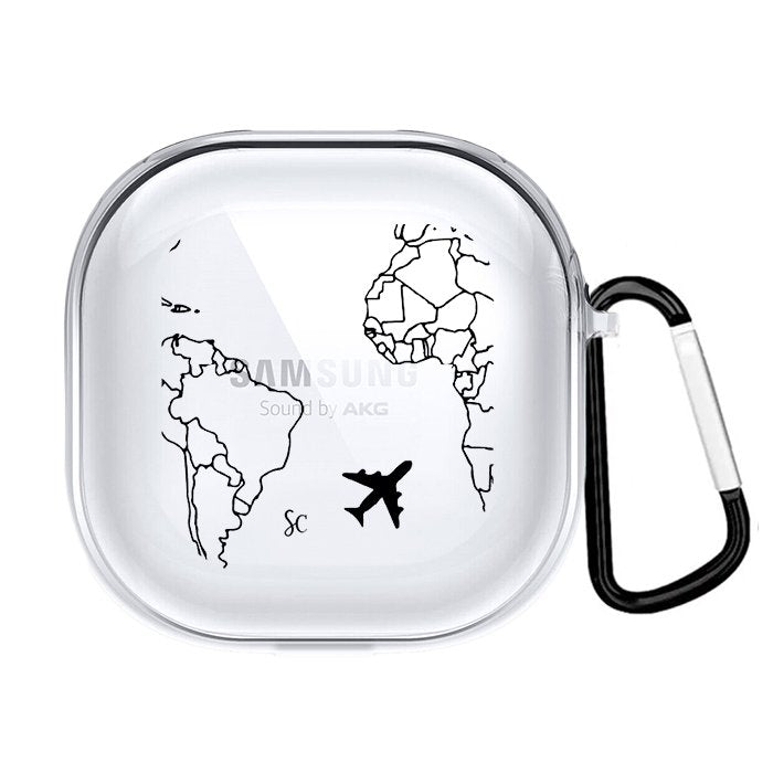 Case Audífonos Transparente Mapa Mundi Negro