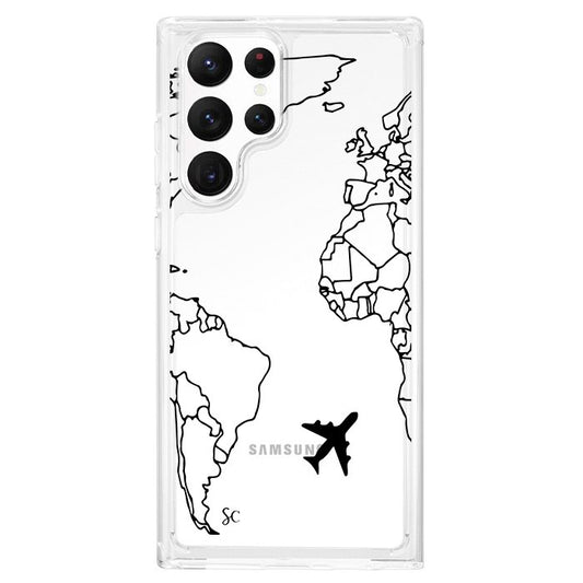 Case Celular Mapa Mundi Negro - Samsung