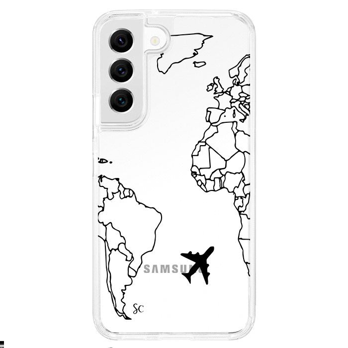 Case Celular Mapa Mundi Negro - Samsung