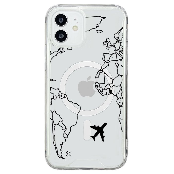 Case Celular Mapa Mundi Negro - iPhone