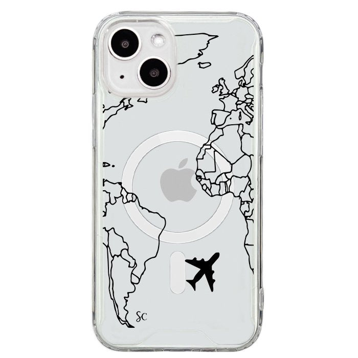 Case Celular Mapa Mundi Negro - iPhone