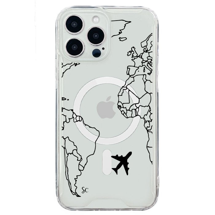 Case Celular Mapa Mundi Negro - iPhone