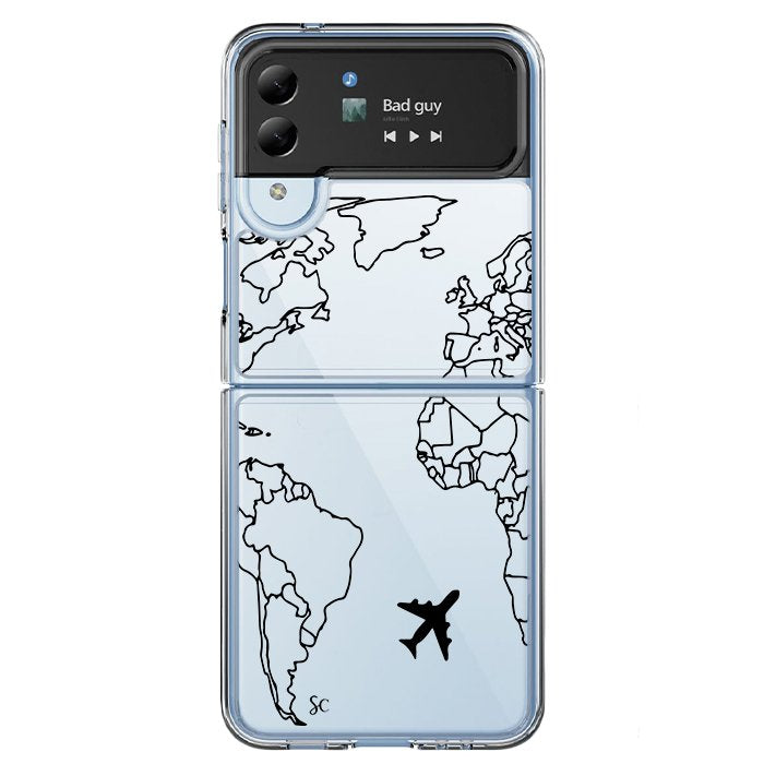 Case Celular Mapa Mundi Negro - Samsung
