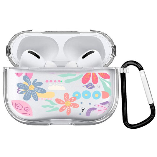 Case Audífonos Transparente Margaritas Colores