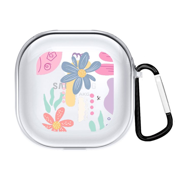 Case Audífonos Transparente Margaritas Colores