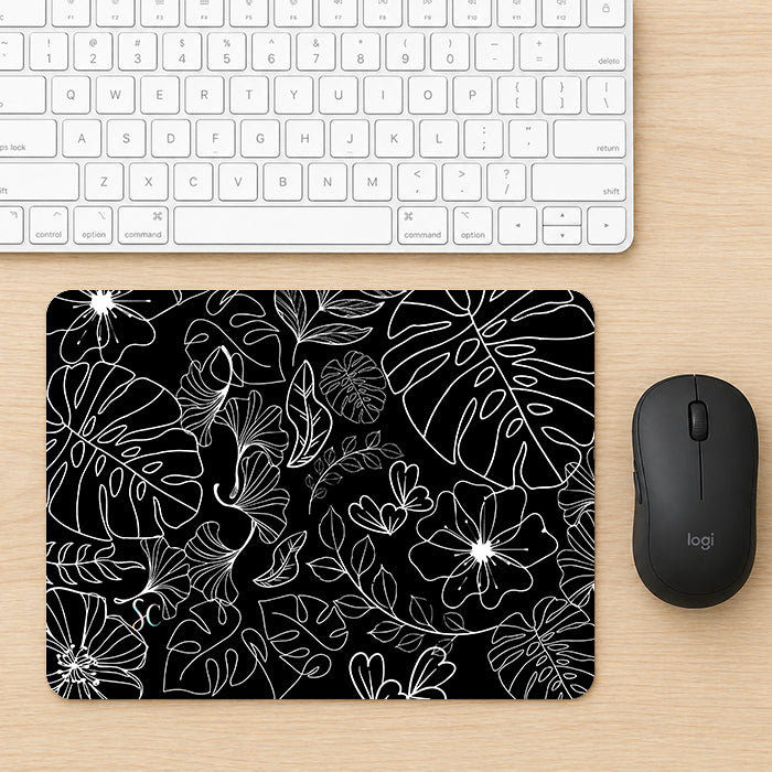 Mouse Pad Flores Blancas