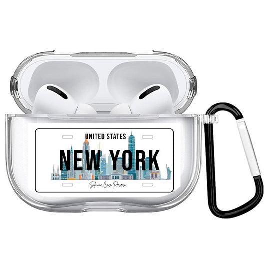 Case Airpods Transparente Placa New York