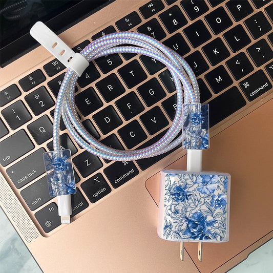 A. Case Flores Azules Cargador 20w