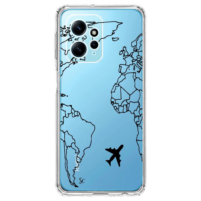 Case Celular Mapa Mundi Negro - Xiaomi