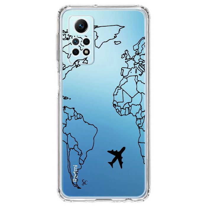 Case Celular Mapa Mundi Negro - Xiaomi