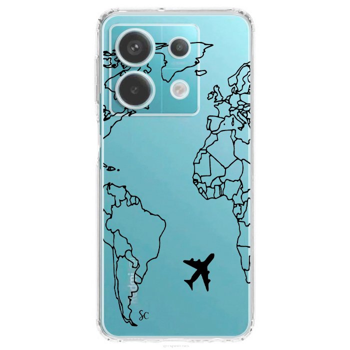 Case Celular Mapa Mundi Negro - Xiaomi