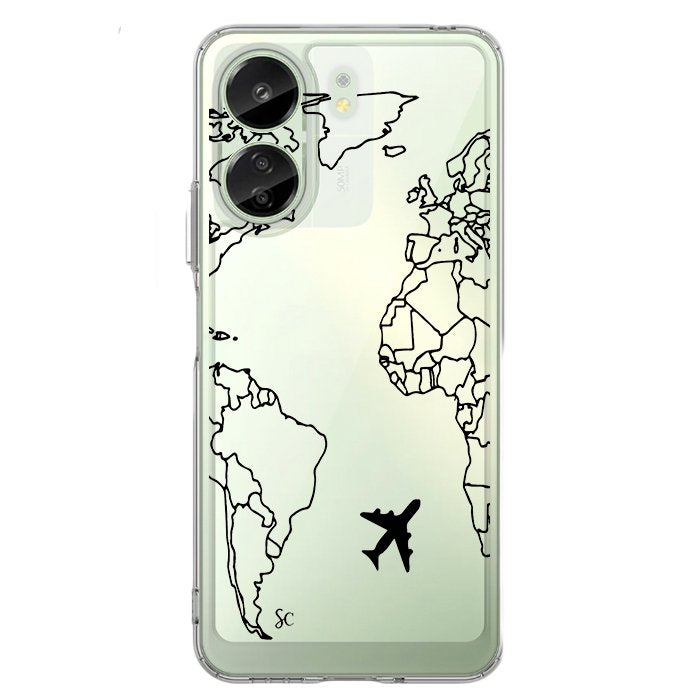 Case Celular Mapa Mundi Negro - Xiaomi