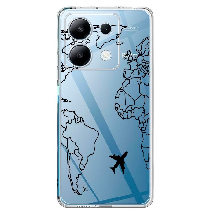 Case Celular Mapa Mundi Negro - Xiaomi