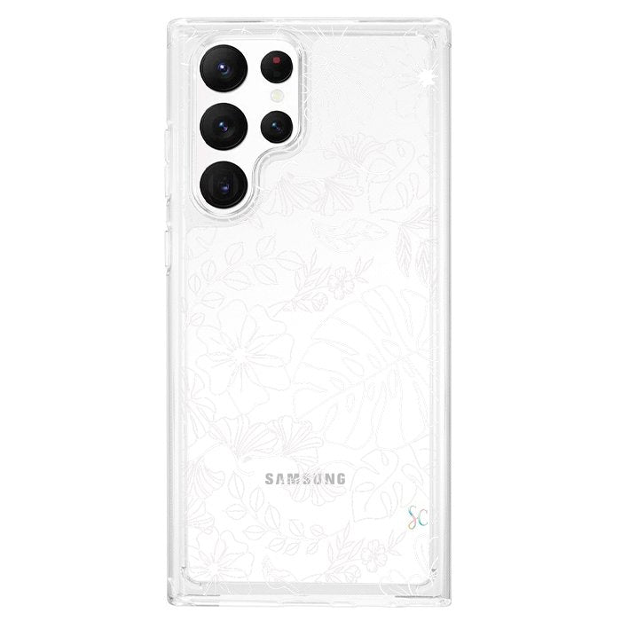 E. Case flores blancas - Samsung